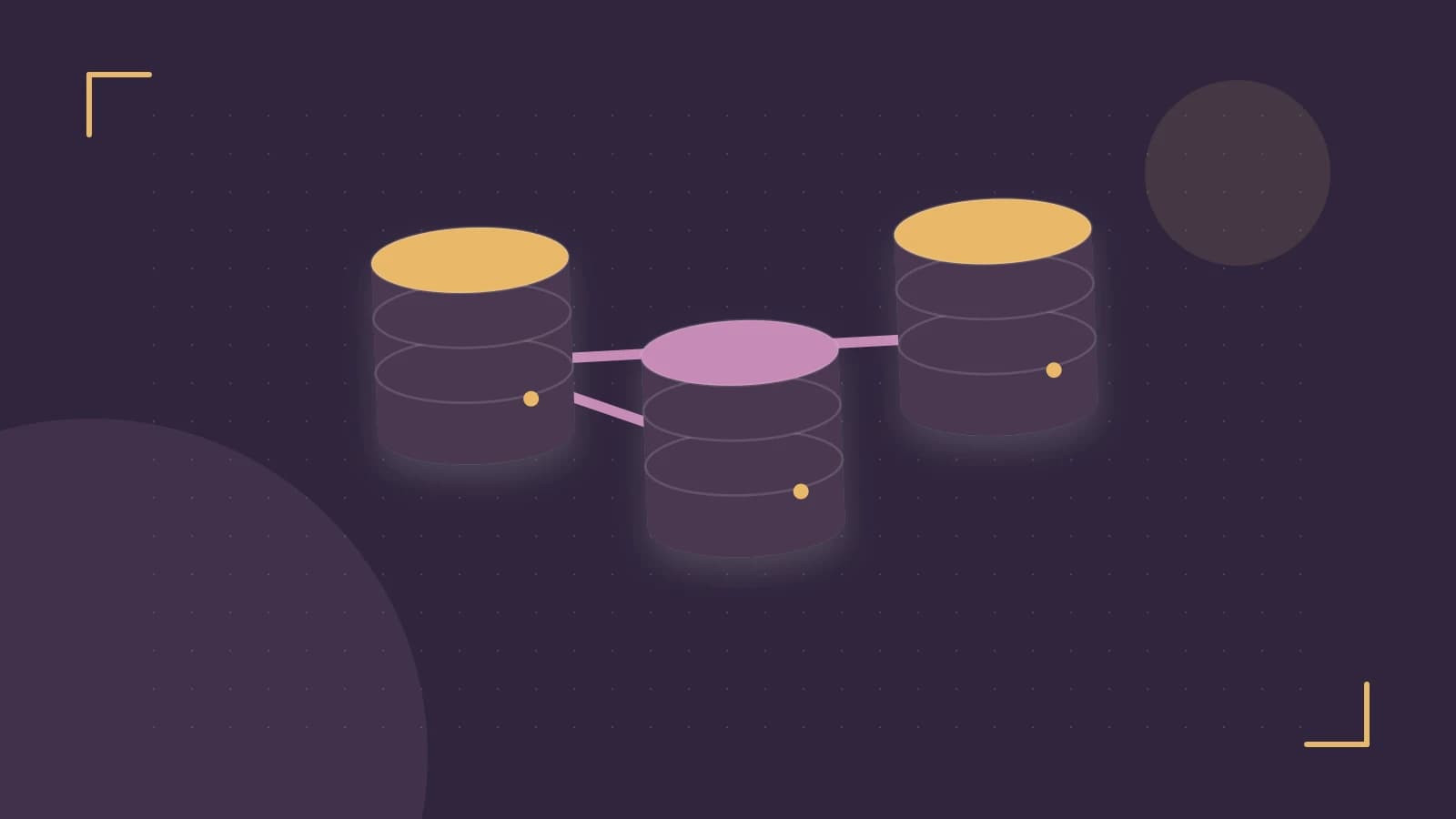 Editorial illustration of structured records, database cylinders and relationships between tables