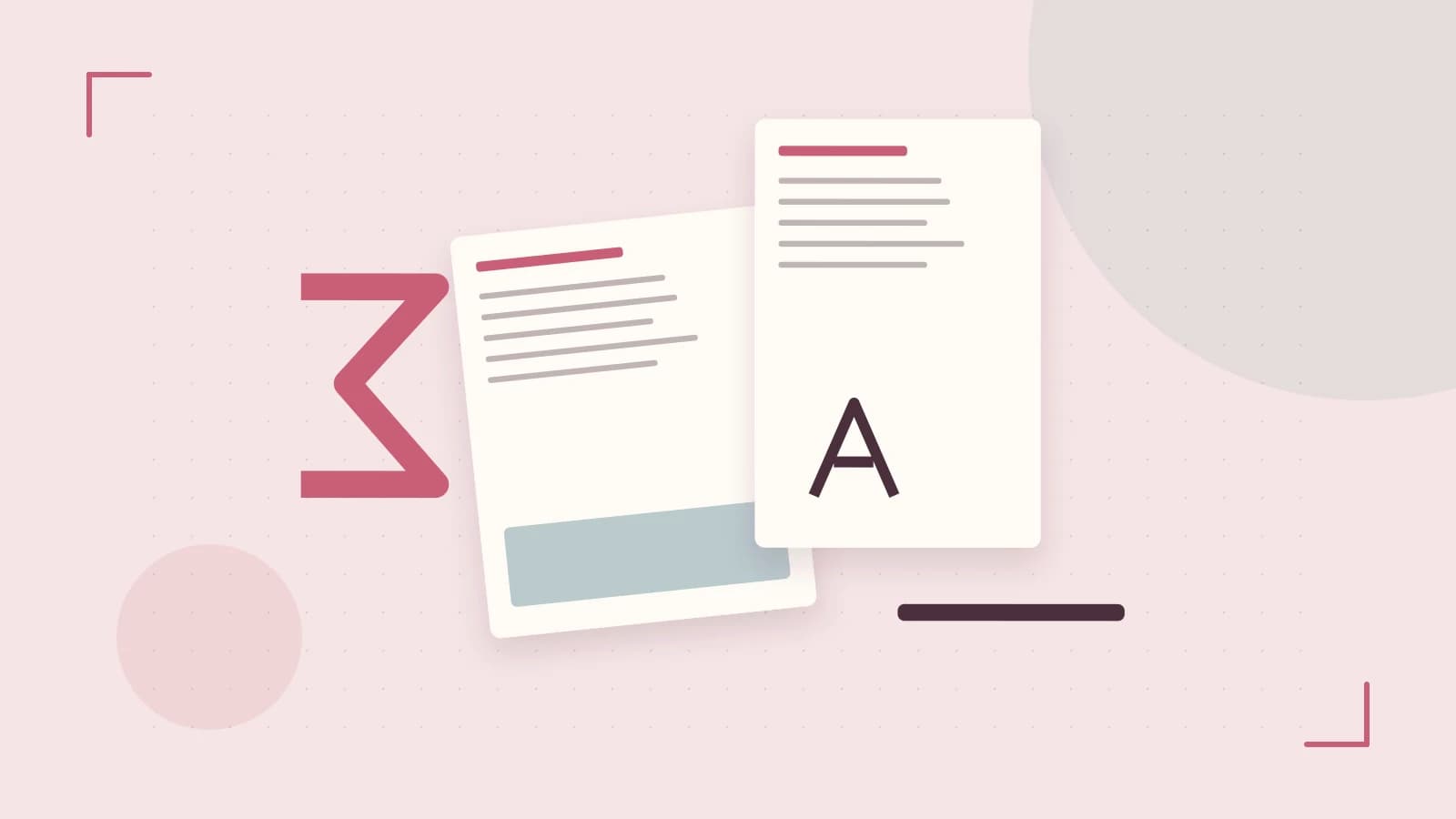 Editorial illustration of typeset pages, expressive letterform shapes and a precise editorial page grid