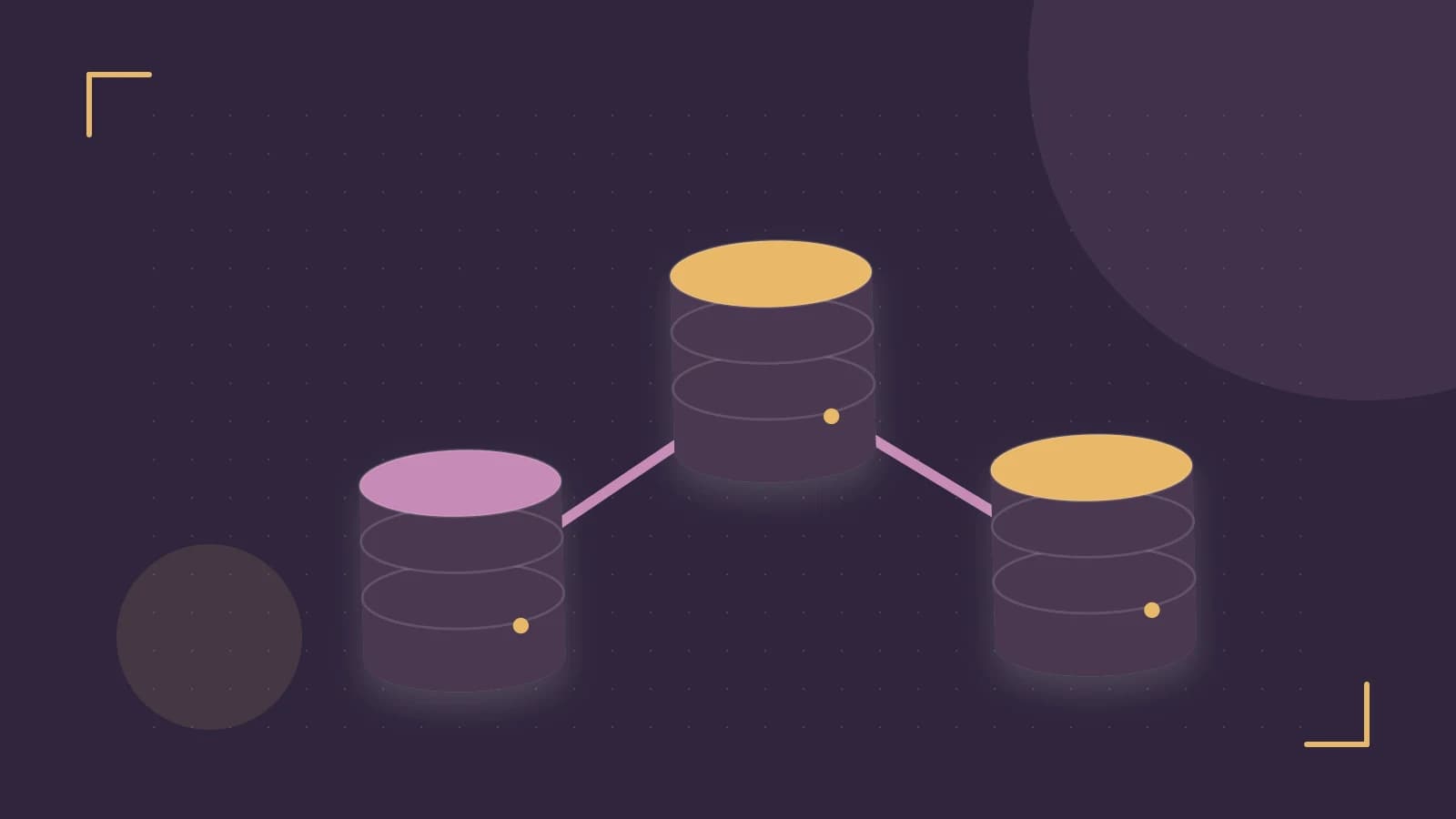 Editorial illustration of structured records, database cylinders and relationships between tables