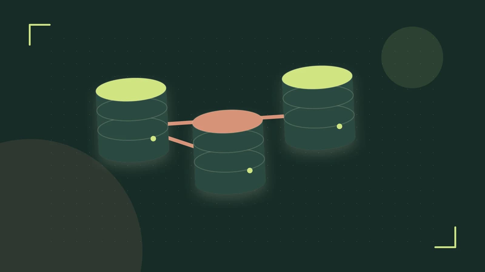 Editorial illustration of structured records, database cylinders and relationships between tables