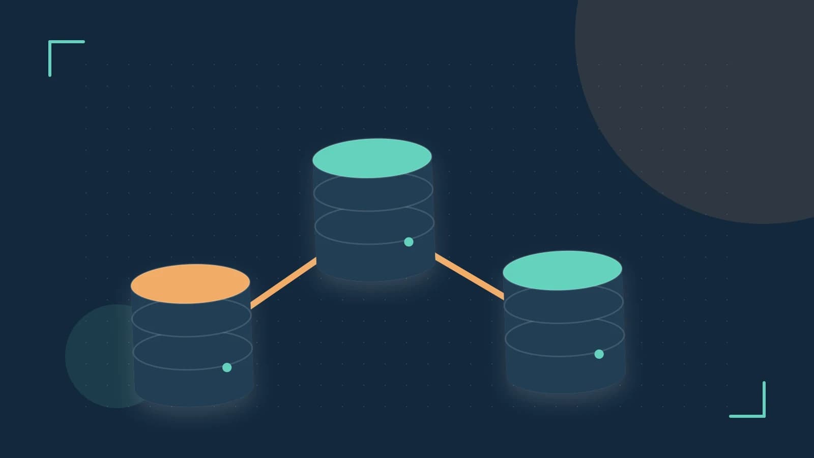 Editorial illustration of structured records, database cylinders and relationships between tables