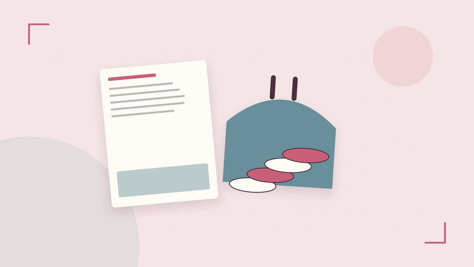 Editorial illustration of abstract coins, a payment card and a geometric financial chart without data labels