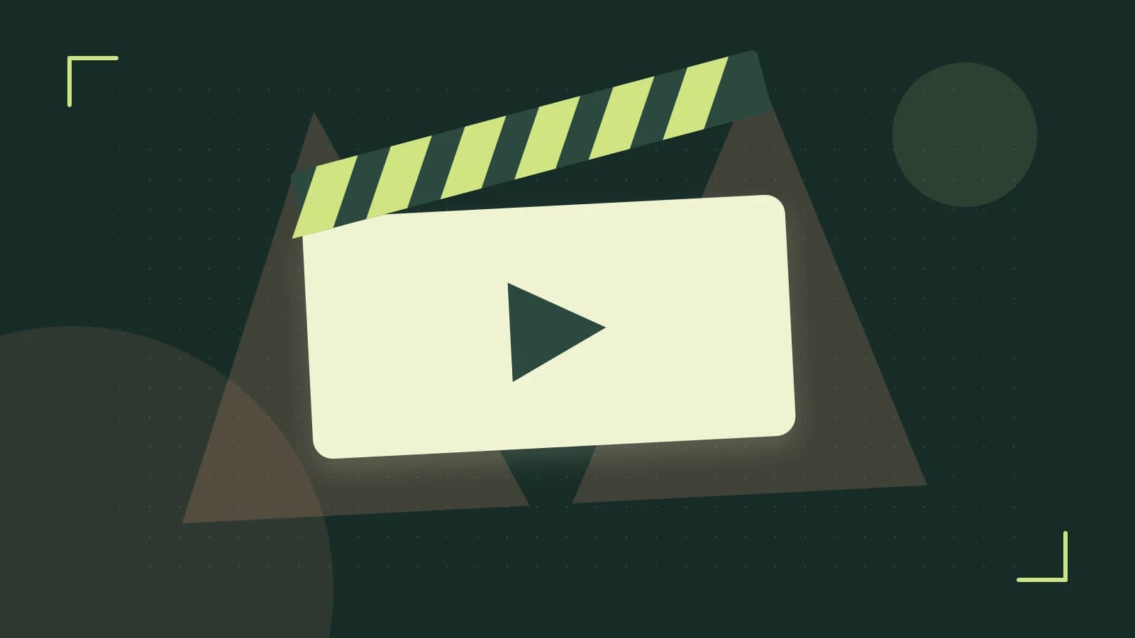 Editorial illustration of a film clapperboard, a spotlight and layered cultural artwork