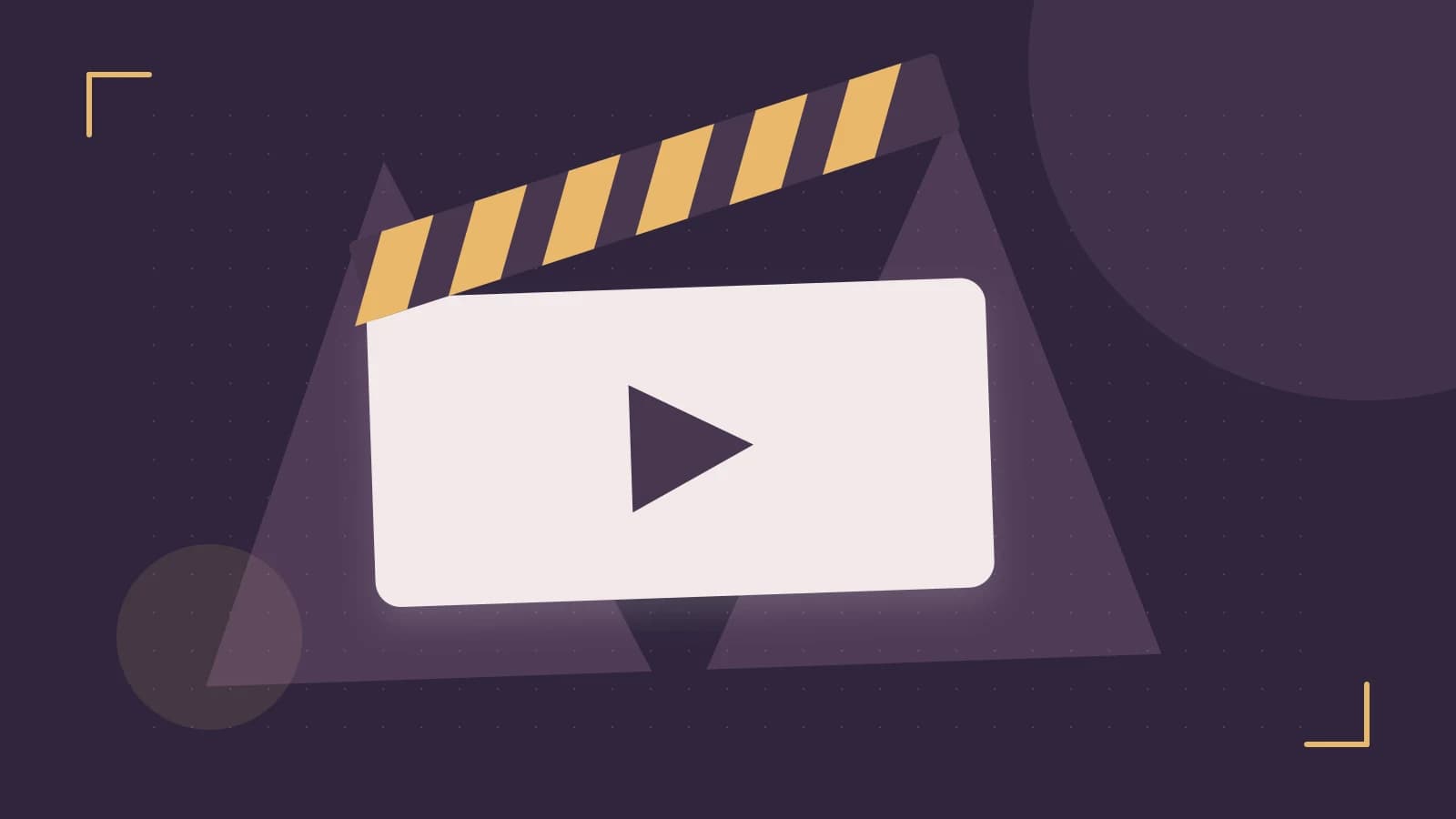 Editorial illustration of a film clapperboard, a spotlight and layered cultural artwork