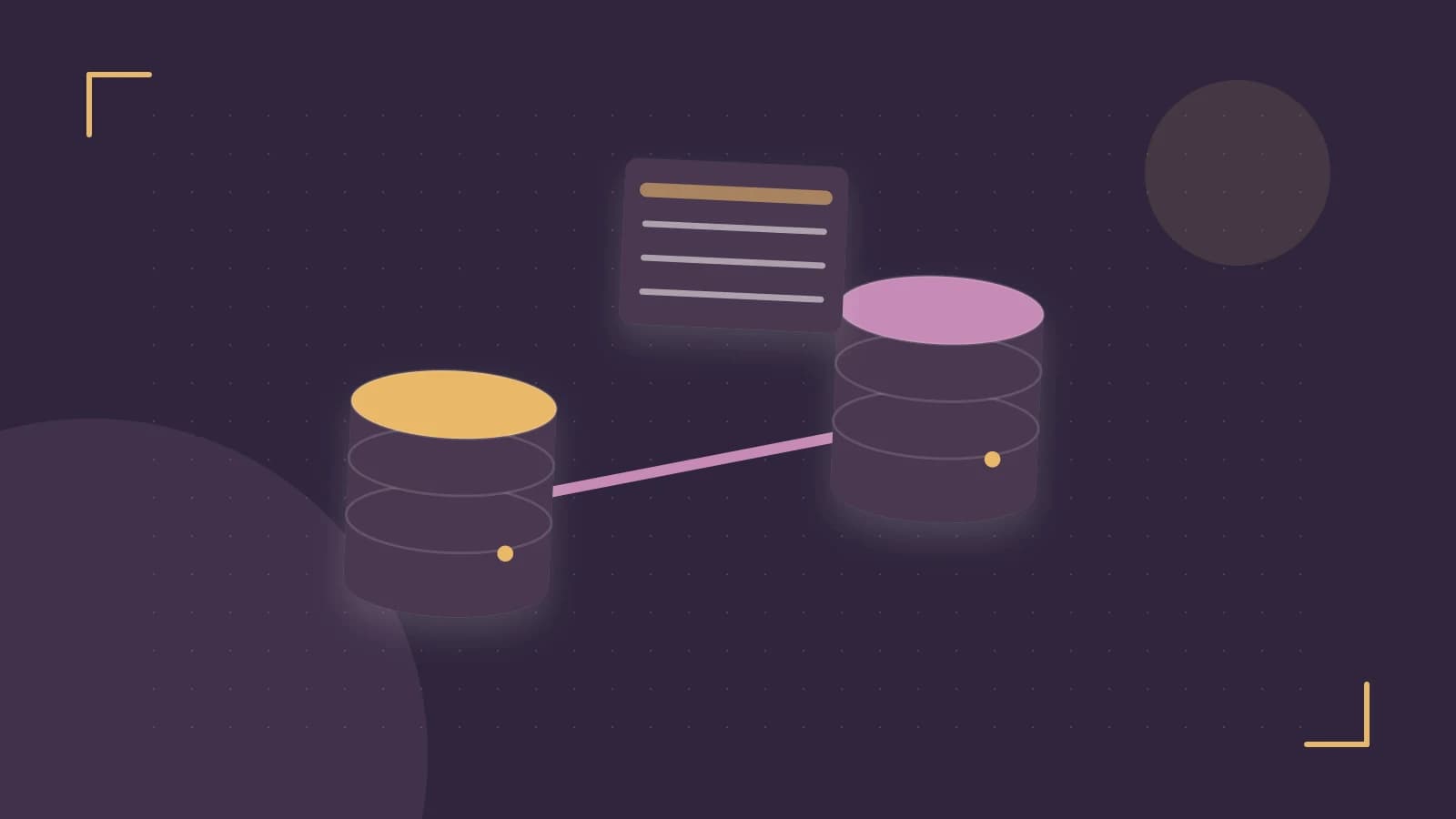 Editorial illustration of structured records, database cylinders and relationships between tables