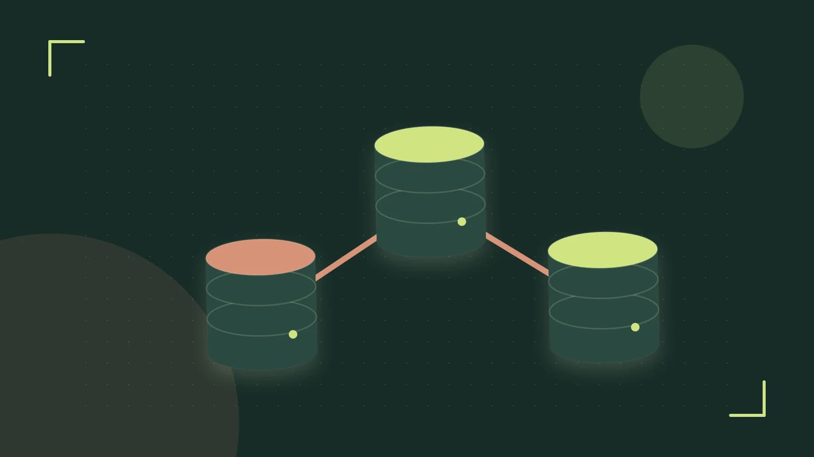 Editorial illustration of structured records, database cylinders and relationships between tables