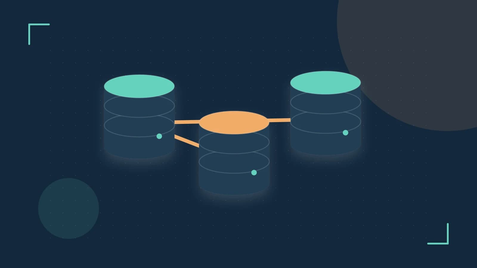 Editorial illustration of structured records, database cylinders and relationships between tables