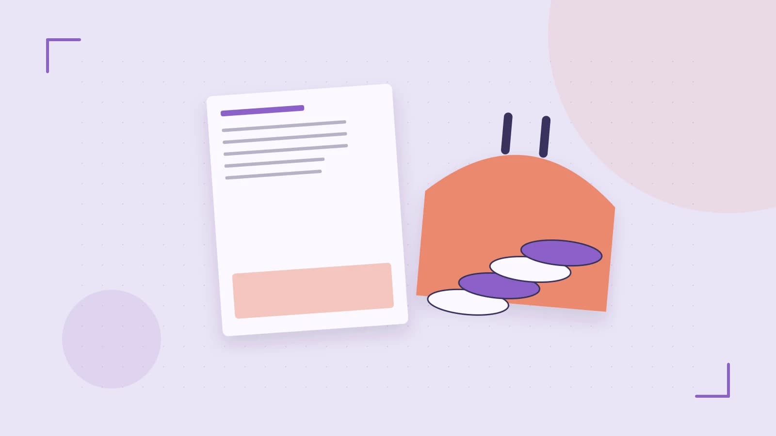 Editorial illustration of abstract coins, a payment card and a geometric financial chart without data labels