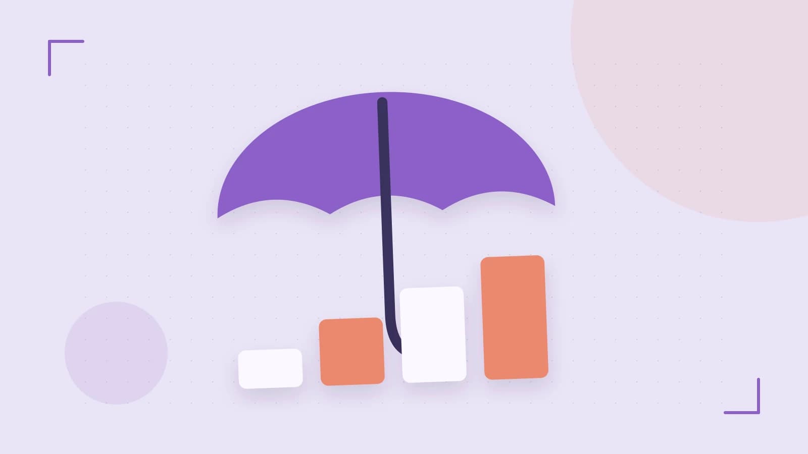 Editorial illustration of abstract coins, a payment card and a geometric financial chart without data labels
