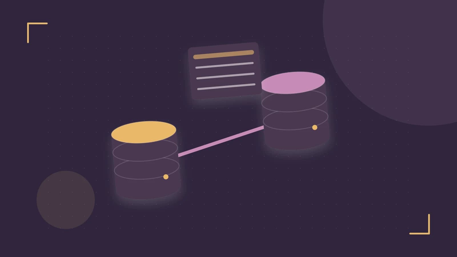Editorial illustration of structured records, database cylinders and relationships between tables
