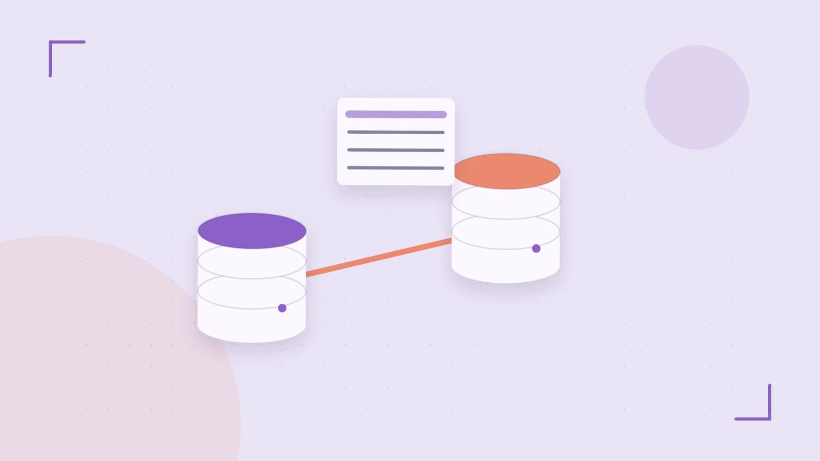Editorial illustration of structured records, database cylinders and relationships between tables