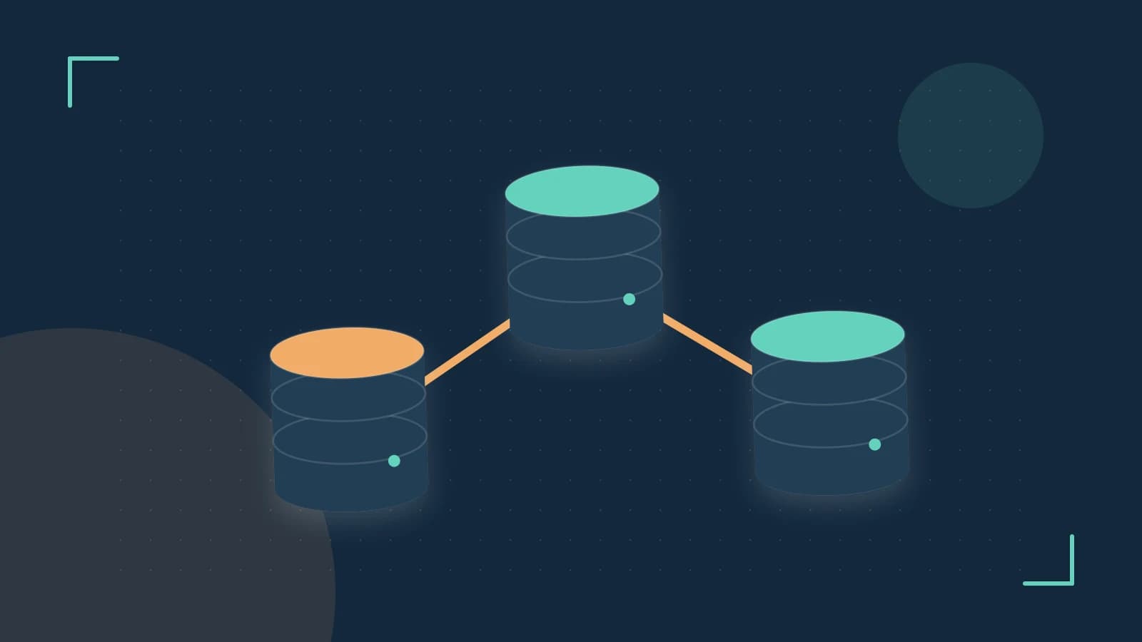 Editorial illustration of structured records, database cylinders and relationships between tables