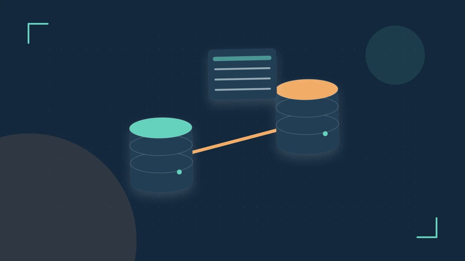 Editorial illustration of structured records, database cylinders and relationships between tables