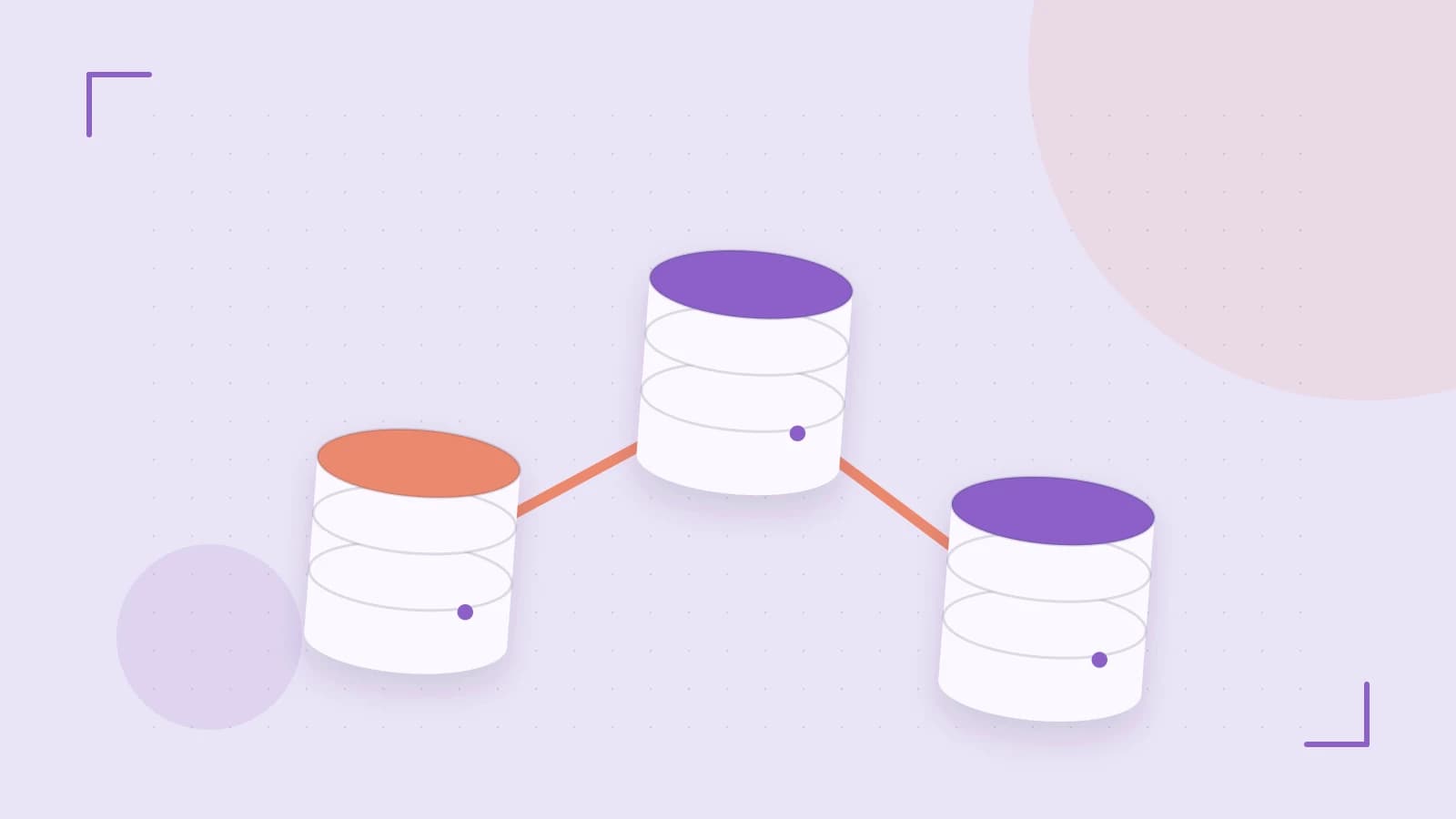 Editorial illustration of structured records, database cylinders and relationships between tables