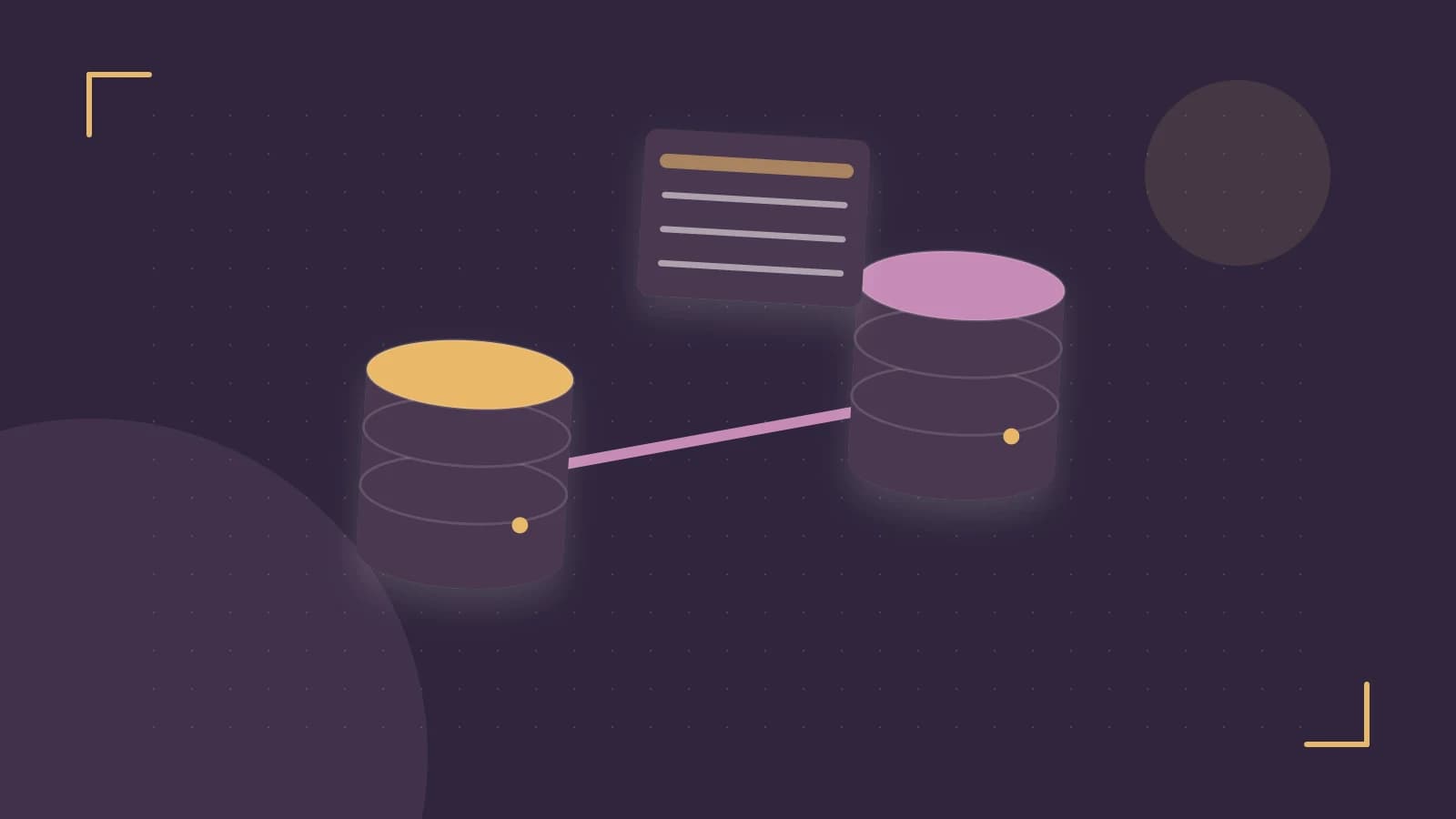 Editorial illustration of structured records, database cylinders and relationships between tables