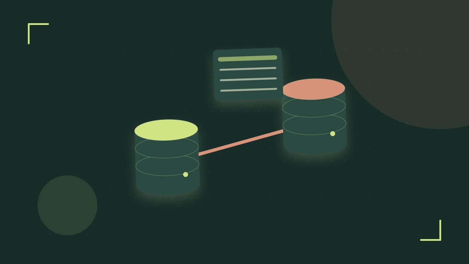 Editorial illustration of structured records, database cylinders and relationships between tables