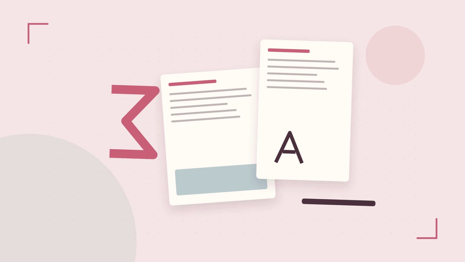 Editorial illustration of typeset pages, expressive letterform shapes and a precise editorial page grid