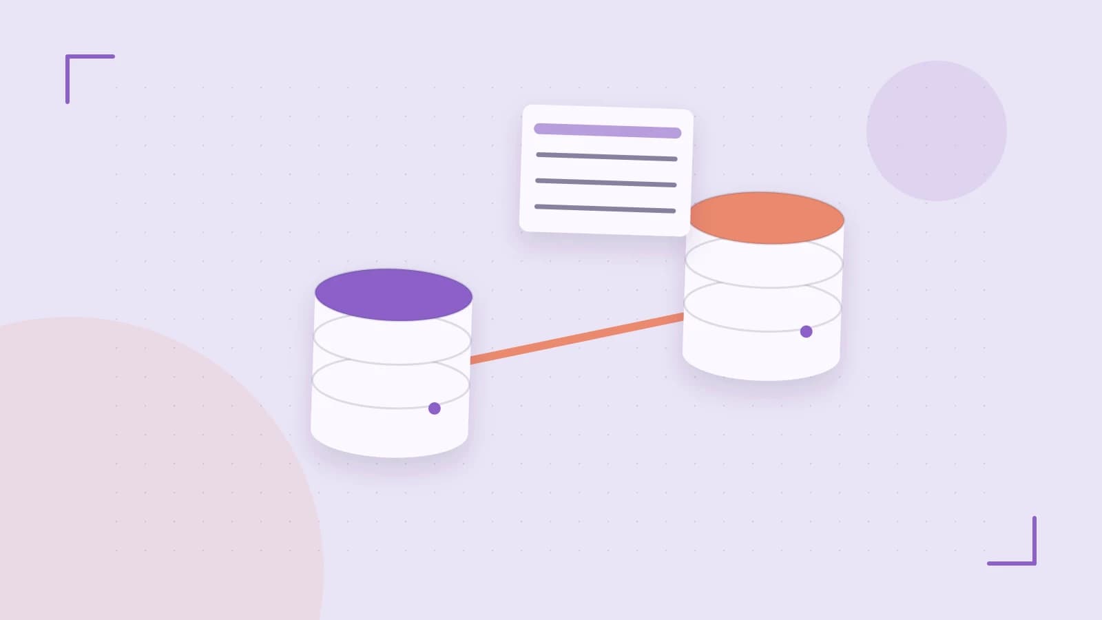 Editorial illustration of structured records, database cylinders and relationships between tables