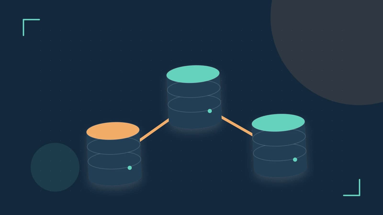 Editorial illustration of structured records, database cylinders and relationships between tables