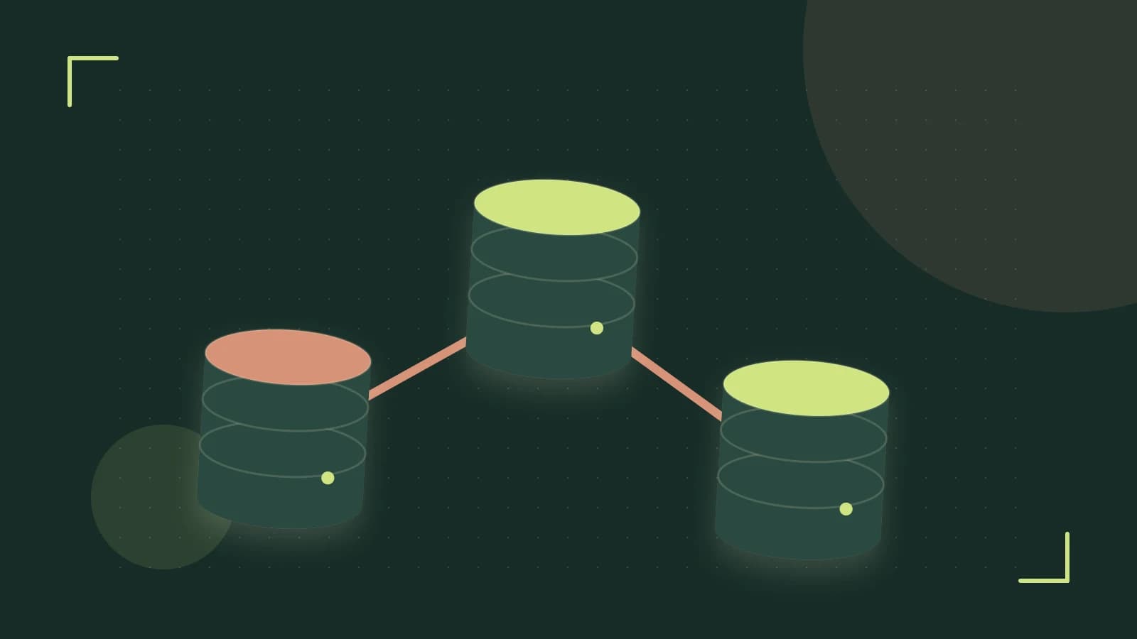 Editorial illustration of structured records, database cylinders and relationships between tables