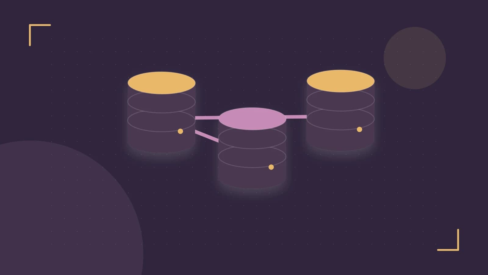 Editorial illustration of structured records, database cylinders and relationships between tables