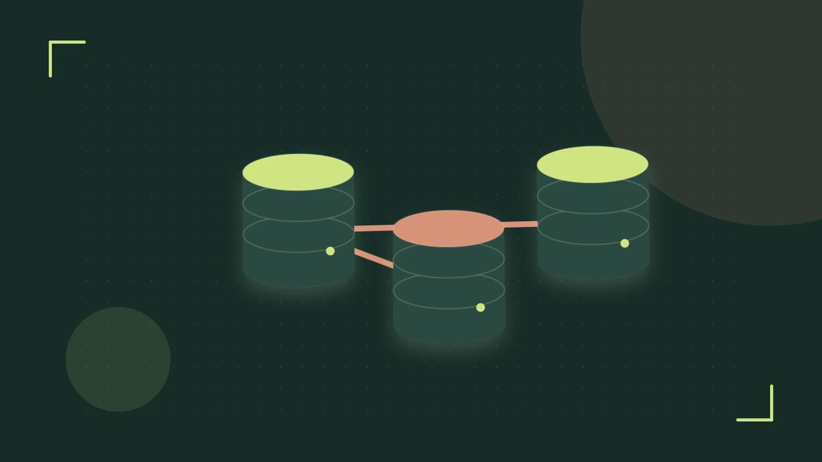 Editorial illustration of structured records, database cylinders and relationships between tables