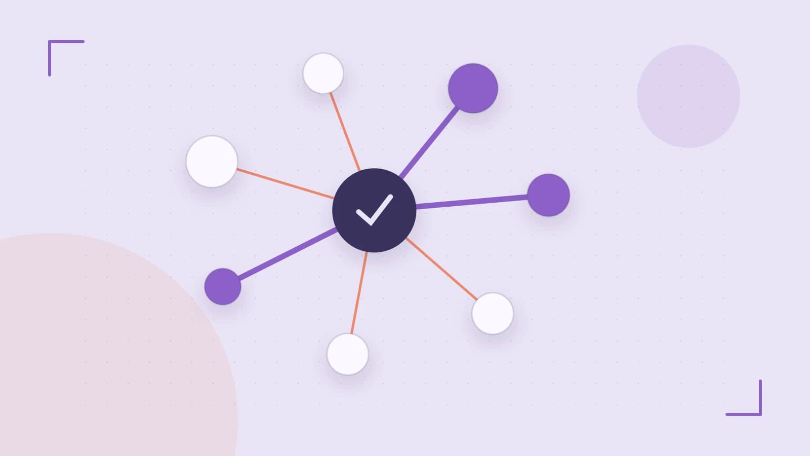 Editorial illustration of an algorithmic node graph with branching paths and a highlighted result