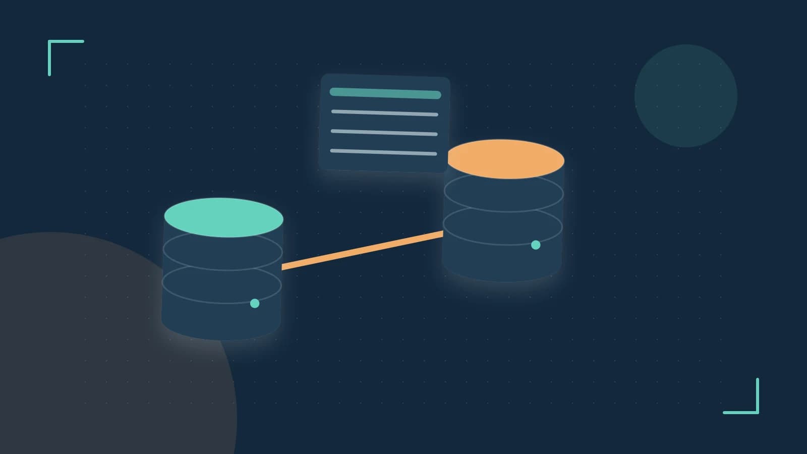 Editorial illustration of structured records, database cylinders and relationships between tables