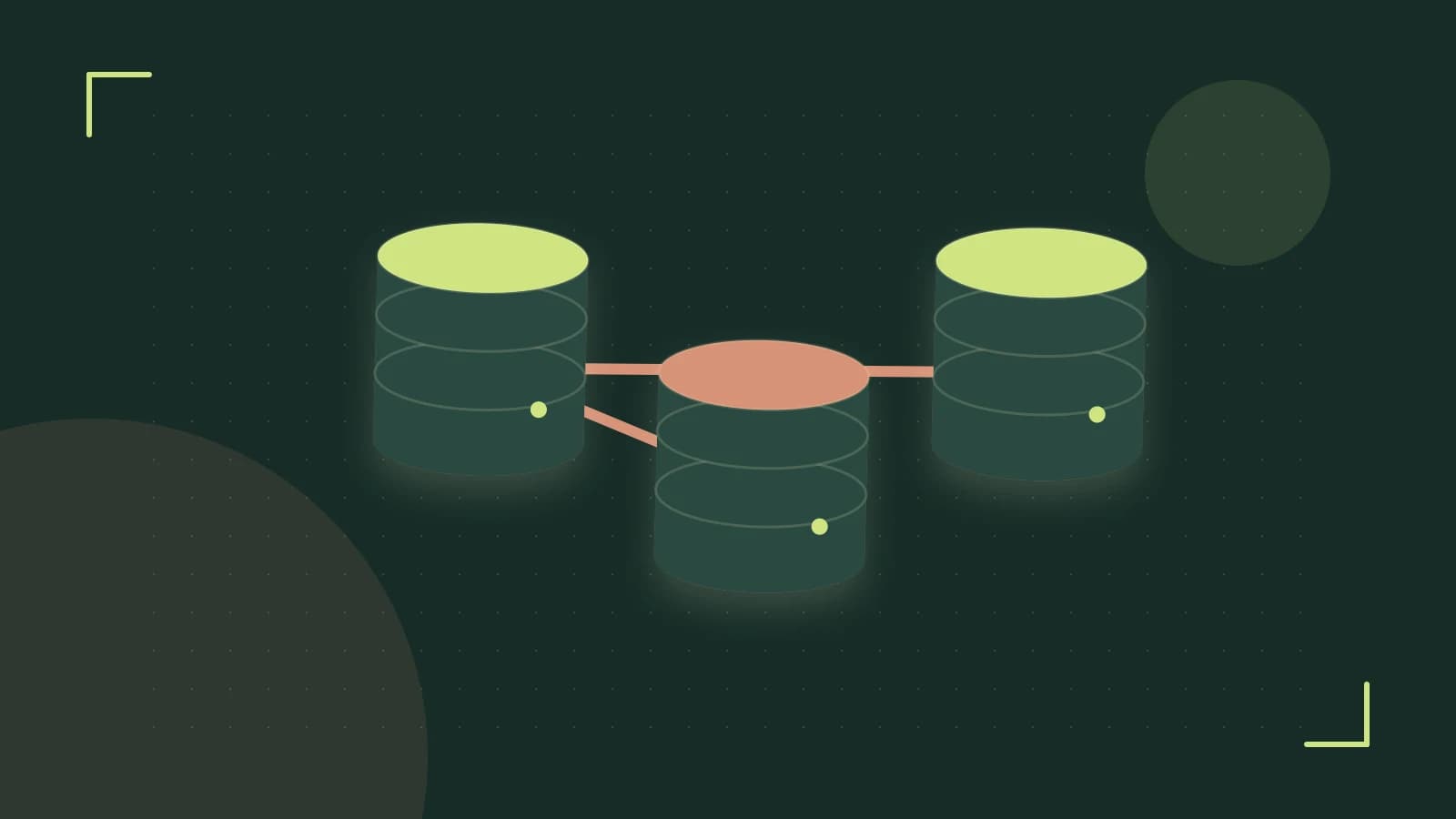 Editorial illustration of structured records, database cylinders and relationships between tables
