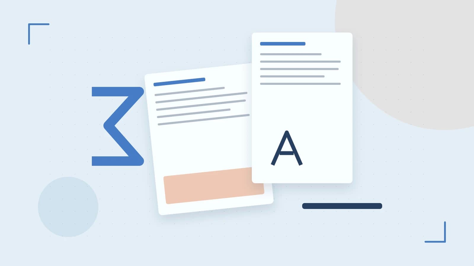 Editorial illustration of typeset pages, expressive letterform shapes and a precise editorial page grid