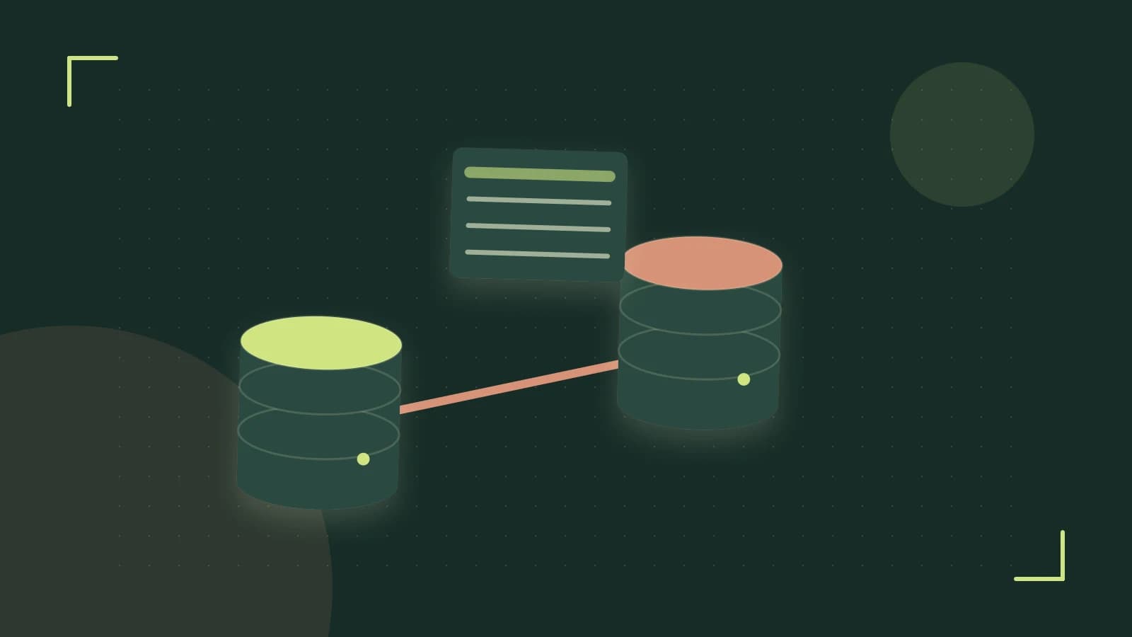 Editorial illustration of structured records, database cylinders and relationships between tables