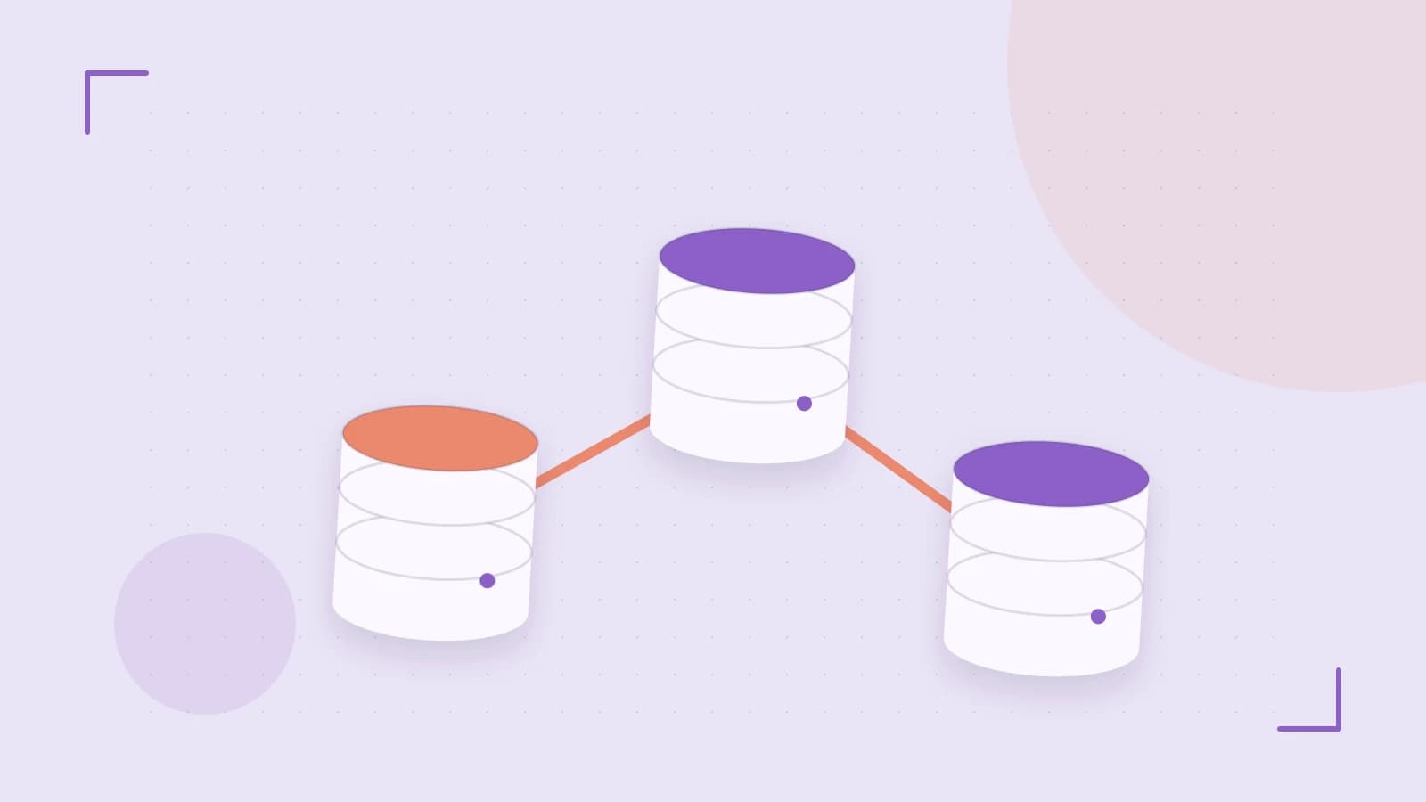 Editorial illustration of structured records, database cylinders and relationships between tables