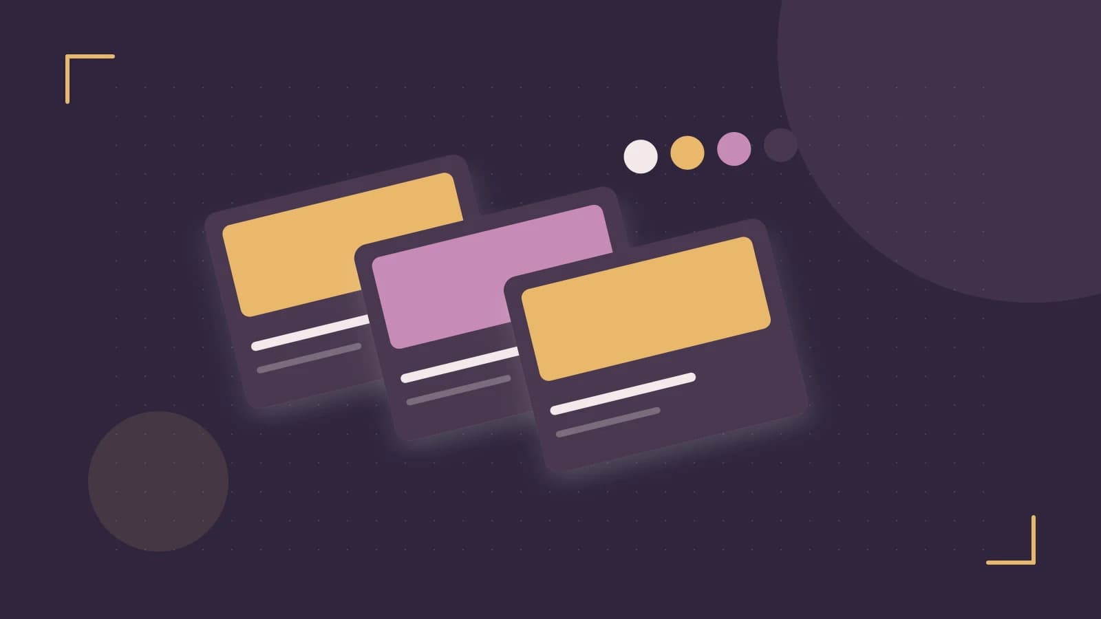 Editorial illustration of responsive browser layouts, overlapping design components and a color system