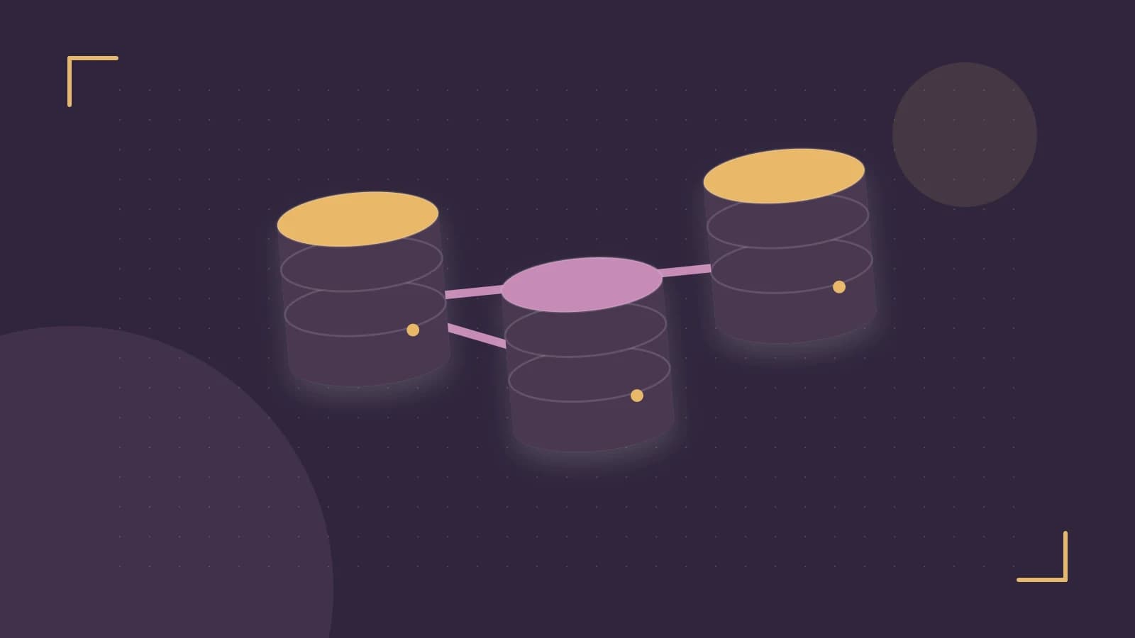 Editorial illustration of structured records, database cylinders and relationships between tables