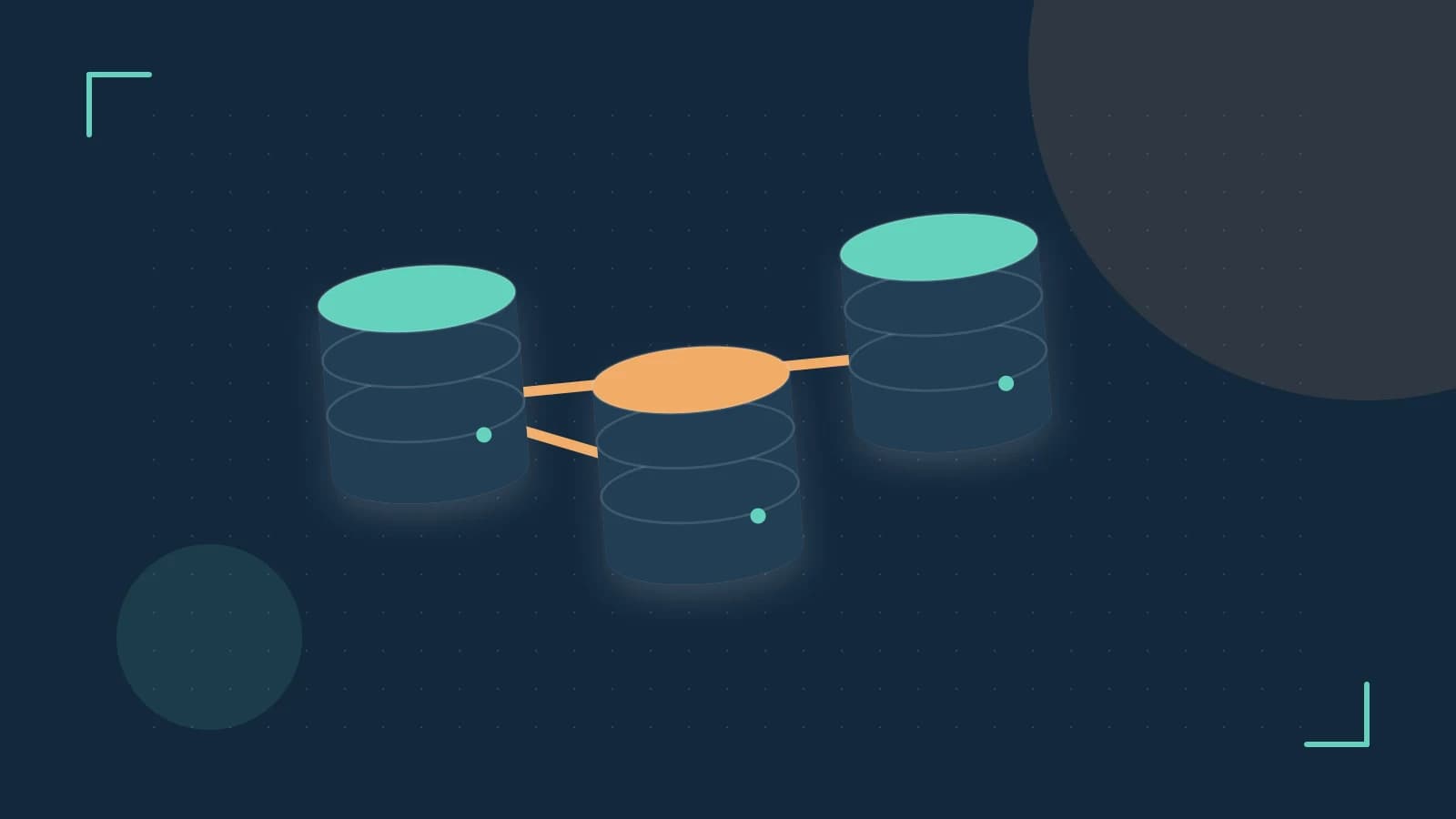 Editorial illustration of structured records, database cylinders and relationships between tables