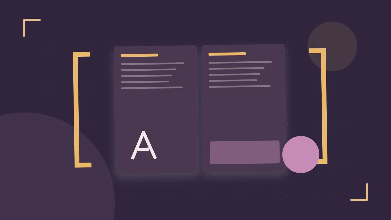 Editorial illustration of typeset pages, expressive letterform shapes and a precise editorial page grid