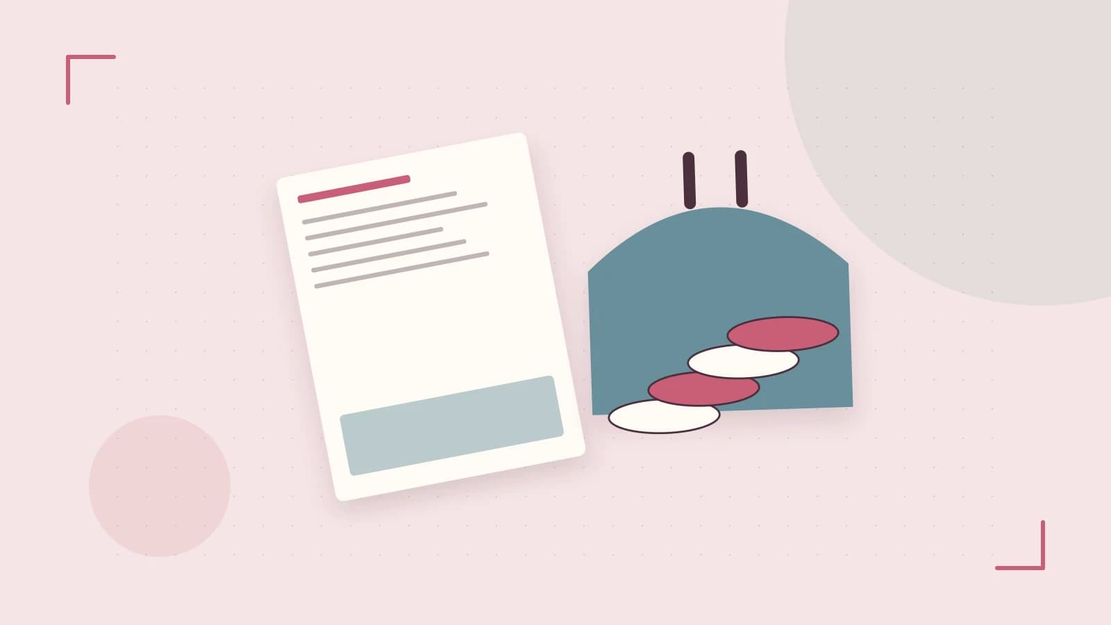Editorial illustration of abstract coins, a payment card and a geometric financial chart without data labels