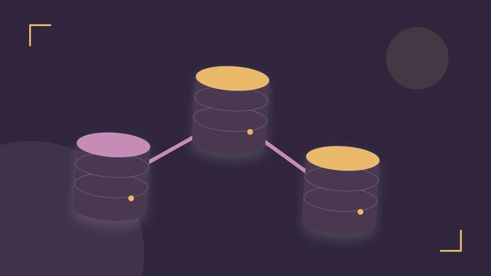 Editorial illustration of structured records, database cylinders and relationships between tables