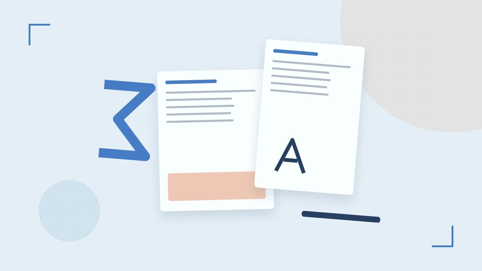 Editorial illustration of typeset pages, expressive letterform shapes and a precise editorial page grid