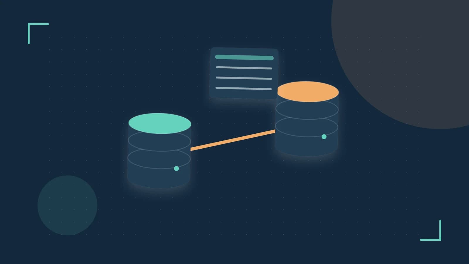 Editorial illustration of structured records, database cylinders and relationships between tables
