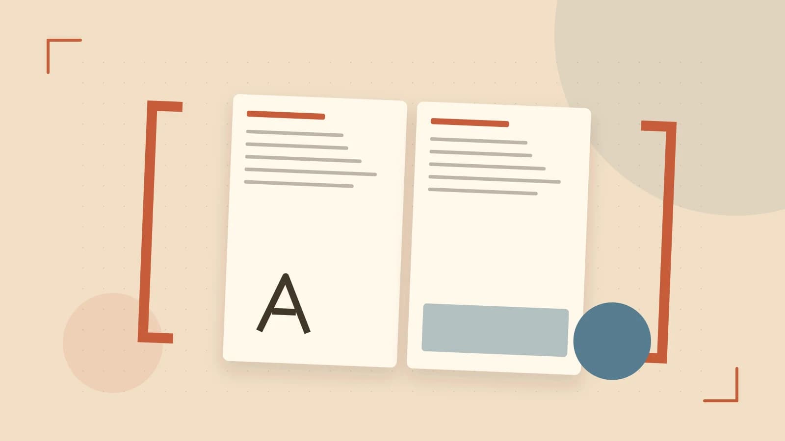 Editorial illustration of typeset pages, expressive letterform shapes and a precise editorial page grid