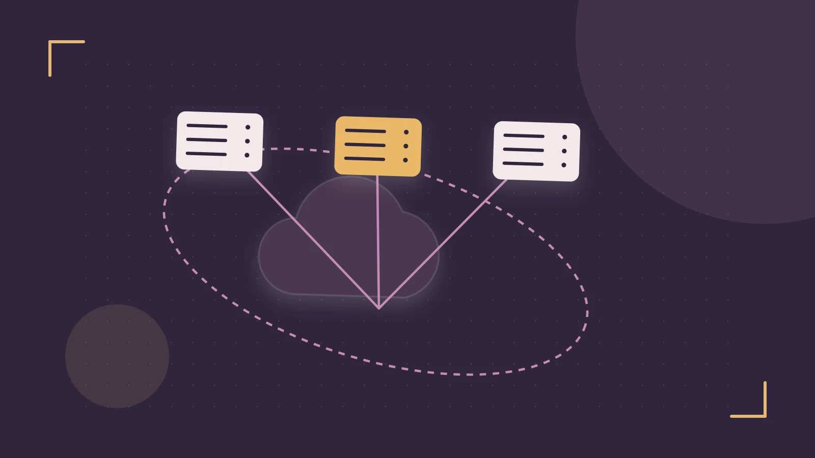 Editorial illustration of cloud infrastructure, connected server racks and an orbital service map