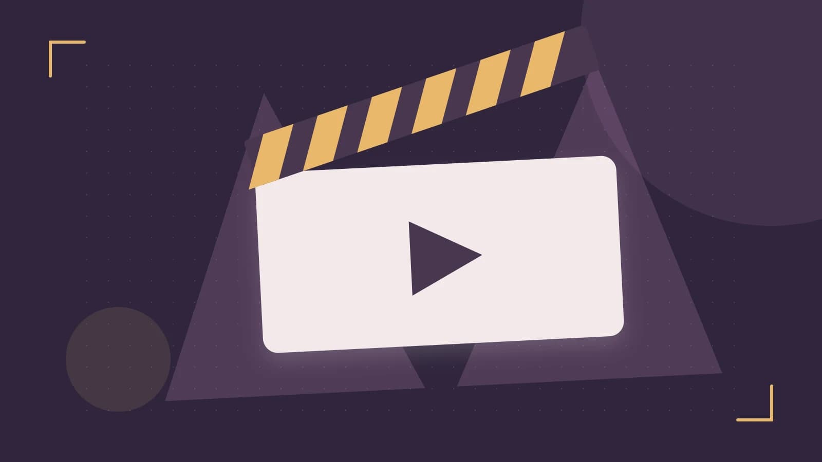 Editorial illustration of a film clapperboard, a spotlight and layered cultural artwork