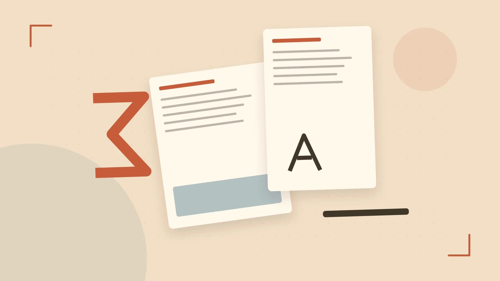 Editorial illustration of typeset pages, expressive letterform shapes and a precise editorial page grid