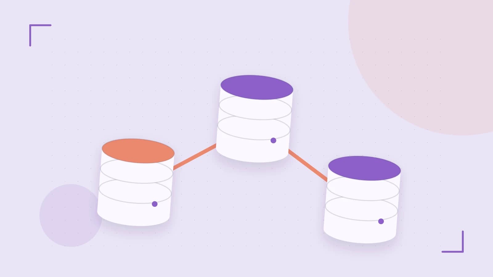 Editorial illustration of structured records, database cylinders and relationships between tables