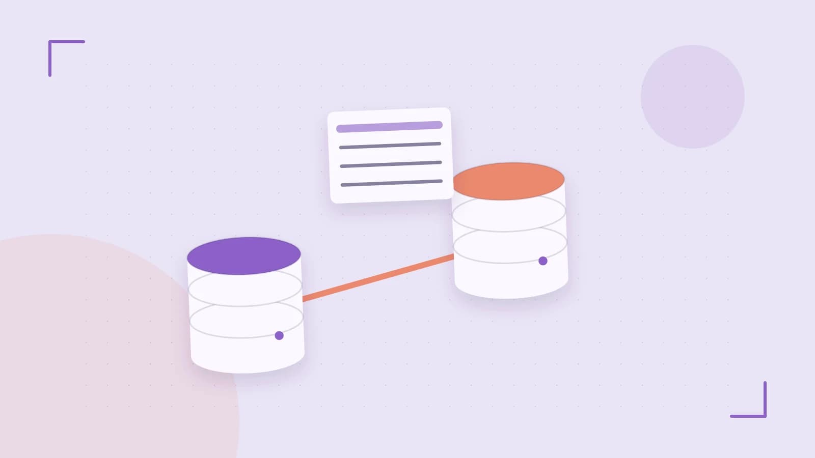 Editorial illustration of structured records, database cylinders and relationships between tables