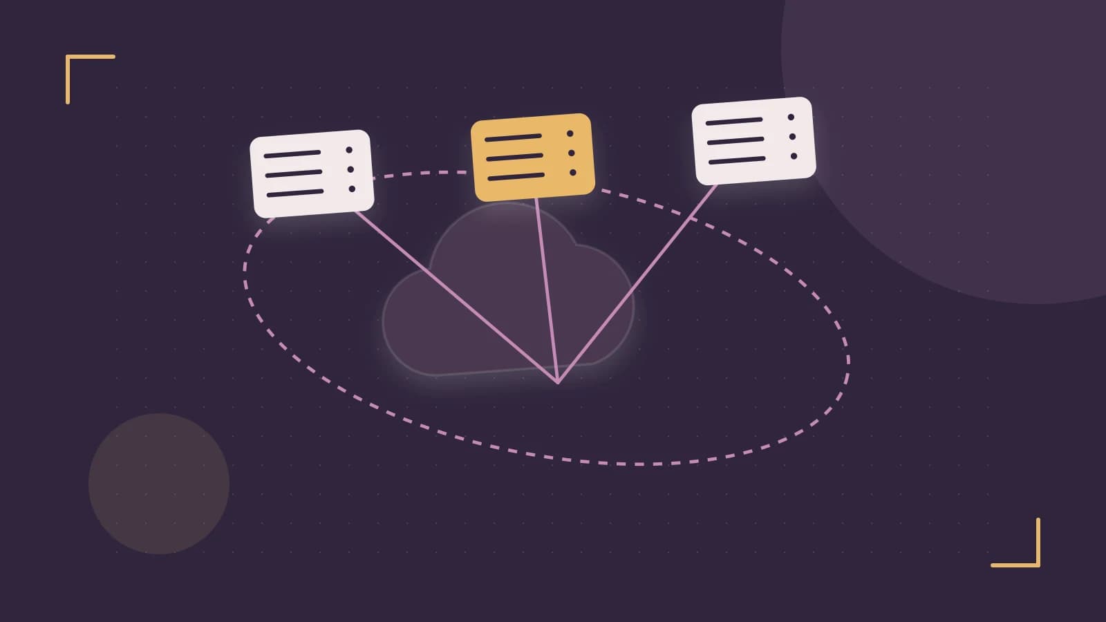 Editorial illustration of cloud infrastructure, connected server racks and an orbital service map