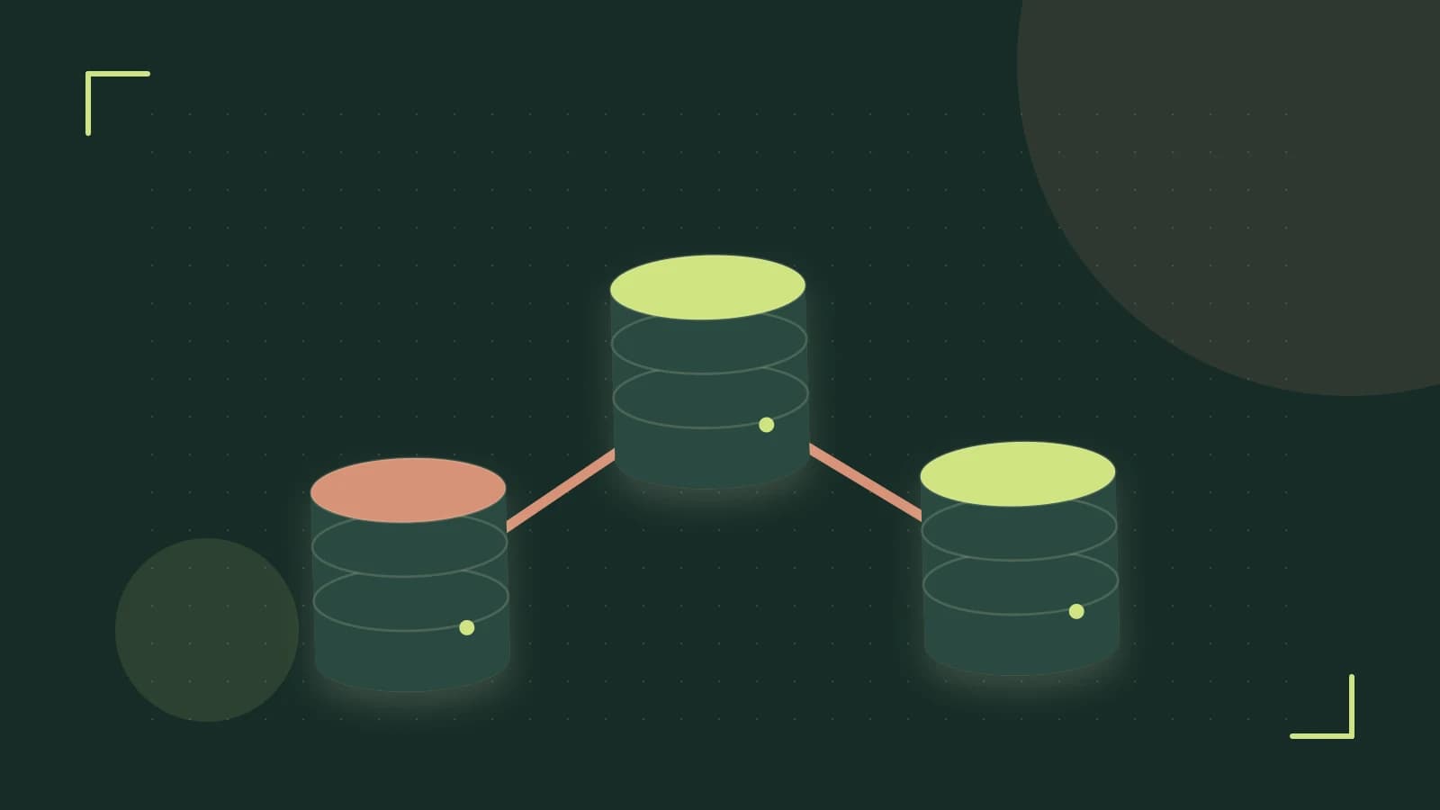 Editorial illustration of structured records, database cylinders and relationships between tables
