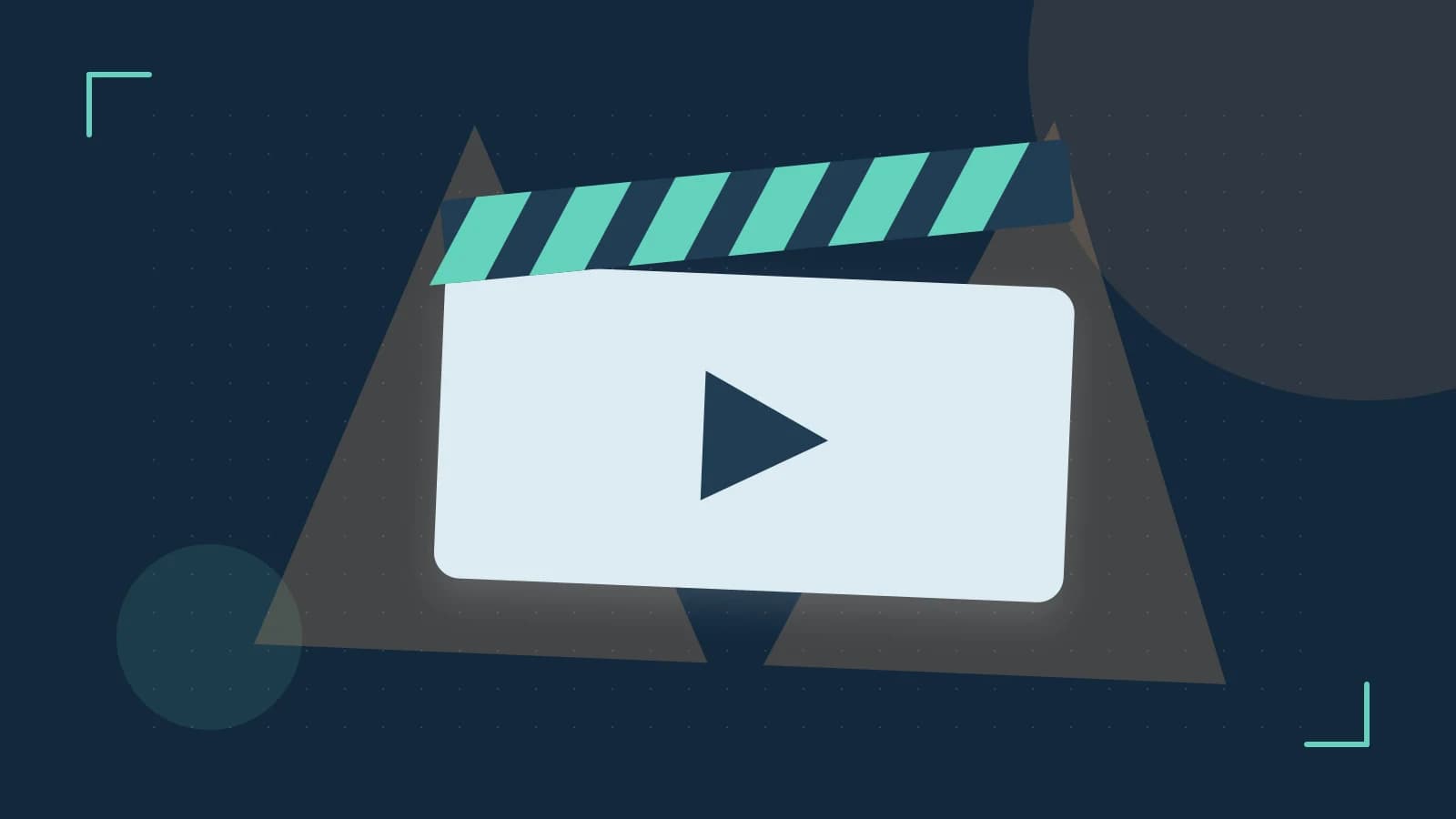 Editorial illustration of a film clapperboard, a spotlight and layered cultural artwork