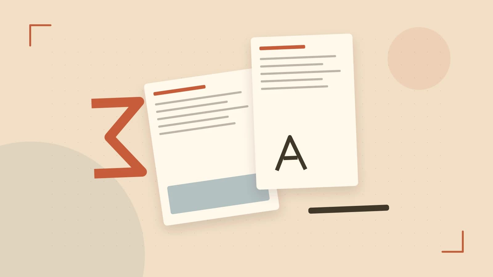 Editorial illustration of typeset pages, expressive letterform shapes and a precise editorial page grid